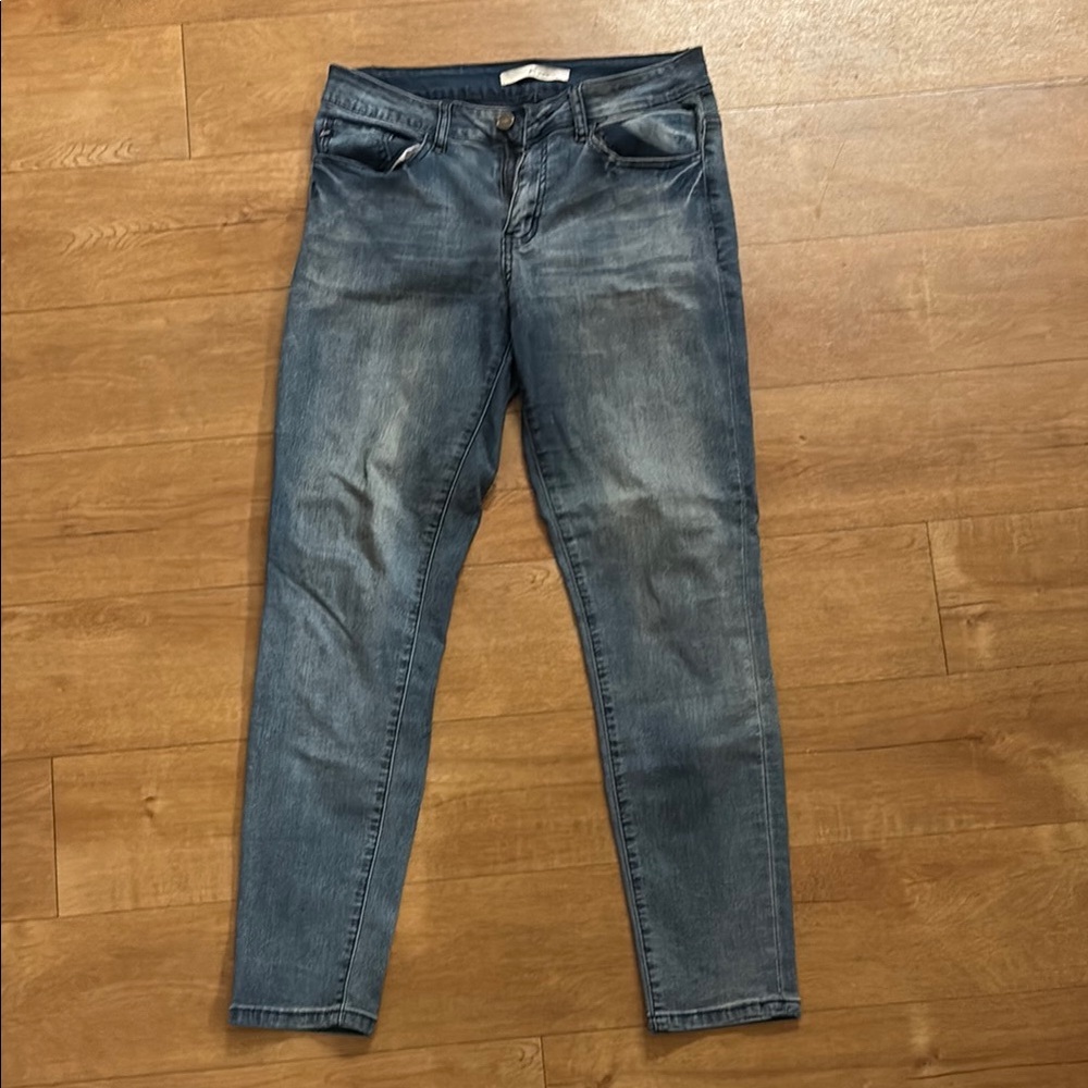 KanCan Blue Skinny Jeans with Distressing and Faded Wash